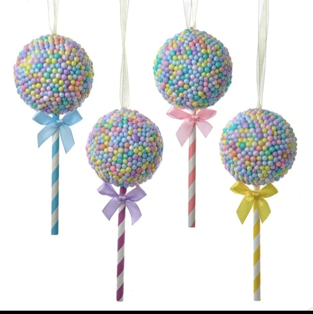Kurt Adler Bubblegum Lollipop Ornaments, Set Of 4